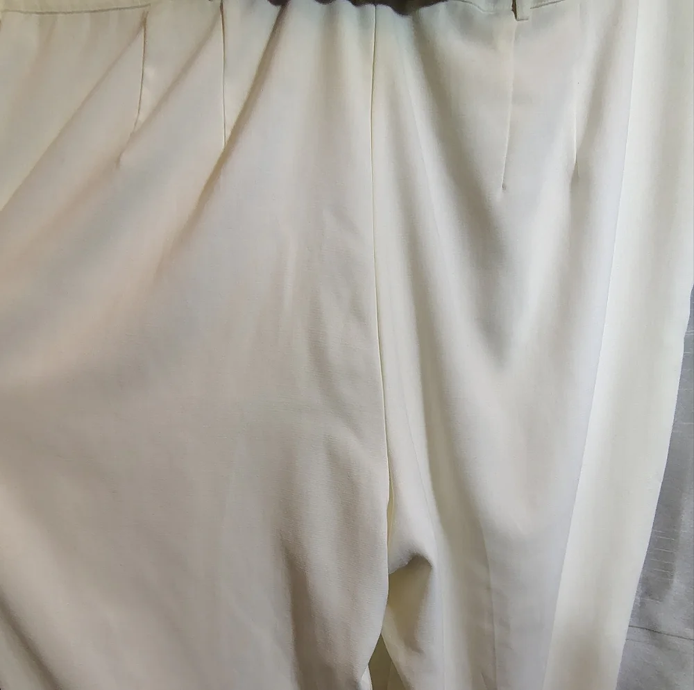 Working Classics Ankle Pants,Women Ivory,Satin Lined, ZipUp,Strght Leg,Pleats,26 - Picture 7 of 7